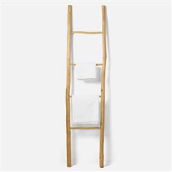 Pigeon and Poodle Provo Coastal Beach Natural Teak Wood Leaning Towel Rack|