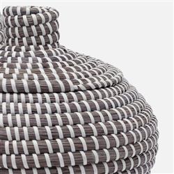 Pigeon and Poodle Roslyn White Woven Grey Seagrass Round Basket - Set of 2|