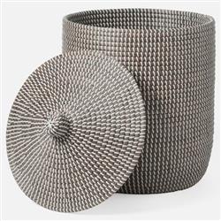 Pigeon and Poodle Roslyn White Woven Grey Seagrass Tall Floor Basket|
