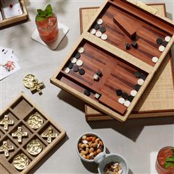 Pigeon and Poodle Hanford Natural Woven Raffia Backgammon Game Set - Small|
