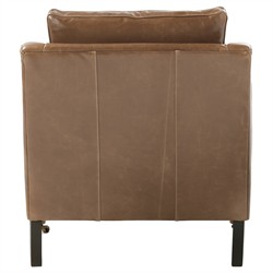 Madeline French Country Cocoa Brown Upholstered Leather Casters Arm Chair|