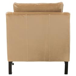 Madeline French Country Butterscoth Brown Upholstered Leather Casters Arm Chair|