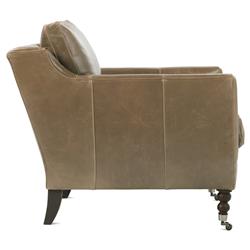 Madeline French Country Mushroom Brown Upholstered Leather Casters Arm Chair|
