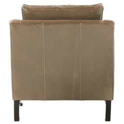 Madeline French Country Mushroom Brown Upholstered Leather Casters Arm Chair|