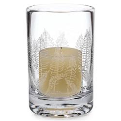 Simon Pearce Ascutney Engraved Fern Modern Classic Glass Hurricane Candleholder|