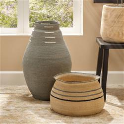 Timothy Coastal Beach Grey Blue Seagrass Floor Basket|