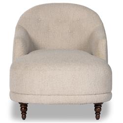 Margaret French Country Beige Performance Dark Brown Wood Chaise Lounge|