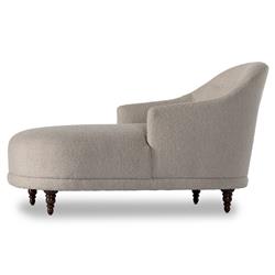 Margaret French Country Beige Performance Dark Brown Wood Chaise Lounge|