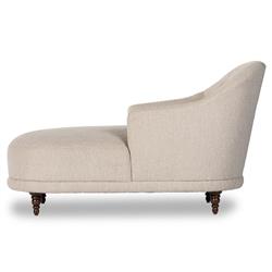Margaret French Country Beige Performance Dark Brown Wood Chaise Lounge|