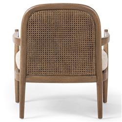 Sarah Coastal Beach Beige Stripe Woven Cane Oak Arm Chair|