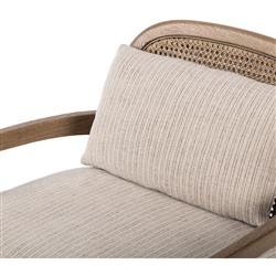 Sarah Coastal Beach Beige Stripe Woven Cane Oak Arm Chair|