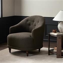Mariel French Country Dark Brown Performance Tufted Chair|