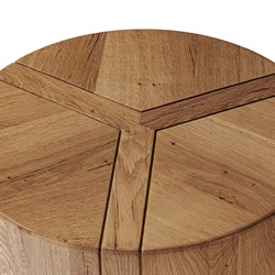 Reese Rustic Lodge Natural Reclaimed Oak Round Drum End Table|
