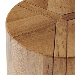 Reese Rustic Lodge Natural Reclaimed Oak Round Drum End Table|