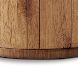 Reese Rustic Lodge Natural Reclaimed Oak Round Drum End Table|