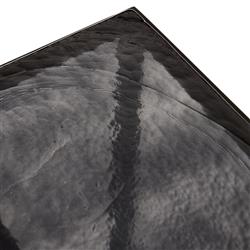 Fector Industrial Smoked Black Glass Iron Square Nesting End Table - Set of 2|