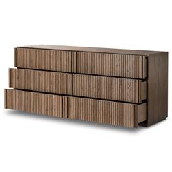 Lana Rustic Lodge Grey Oak Wood Double Dresser|