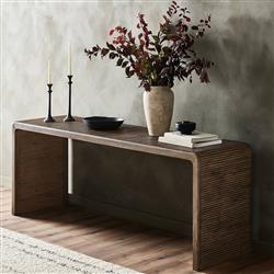 Lana Rustic Lodge Grey Oak Wood Rectangular Console Table|
