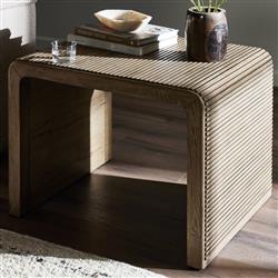 Lana Rustic Lodge Grey Oak Wood Rectangular End Table|