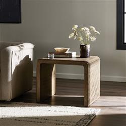 Lana Rustic Lodge Grey Oak Wood Rectangular End Table|