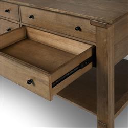 Gavin Rustic Brown Oak Rectangular Kitchen Island - 118"W|