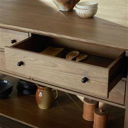 Gavin Rustic Brown Oak Rectangular Kitchen Island - 118"W|