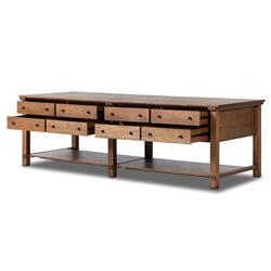 Gavin Rustic Brown Oak Rectangular Kitchen Island - 118"W|
