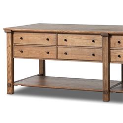 Gavin Rustic Brown Oak Rectangular Kitchen Island - 118"W|