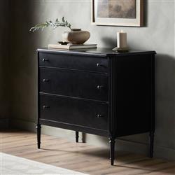Olivia French Country Matte Black Iron Bachelor Chest|