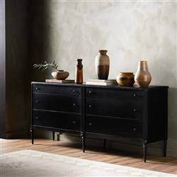 Olivia French Country Matte Black Iron Double Dresser|