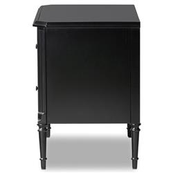 Olivia French Country Matte Black Iron Nightstand|