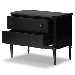 Olivia French Country Matte Black Iron Nightstand|