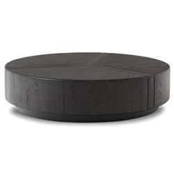 Reese Modern Classic Dark Brown Reclaimed Oak Drum Coffee Table|
