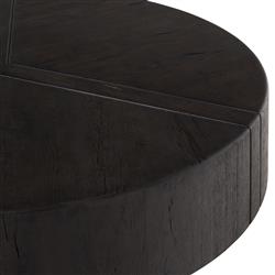 Reese Modern Classic Dark Brown Reclaimed Oak Drum Coffee Table|