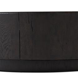 Reese Modern Classic Dark Brown Reclaimed Oak Drum Coffee Table|