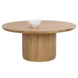 Palmerston Modern Natural Oak Brushed Gold Steel Round Dining Table - 68"W|