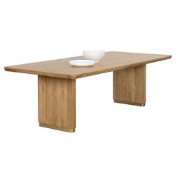 Palmerston Natural Oak Brushed Gold Steel Rectangular Dining Table - 96"W|