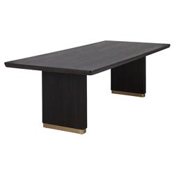 Palmerston Charcoal Oak Brushed Gold Steel Rectangular Dining Table - 96"W|