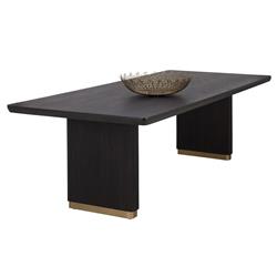 Palmerston Charcoal Oak Brushed Gold Steel Rectangular Dining Table - 96"W|