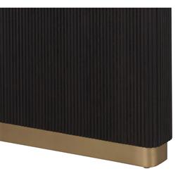 Palmerston Charcoal Oak Brushed Gold Steel Rectangular Dining Table - 96"W|