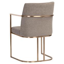Aliyah Oyster Shell Upholstered Antique Brass Steel Dining Arm Chair|