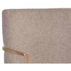 Aliyah Oyster Shell Upholstered Antique Brass Steel Dining Arm Chair|