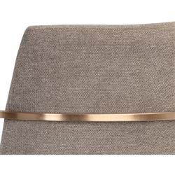 Aliyah Oyster Shell Upholstered Antique Brass Steel Dining Arm Chair|