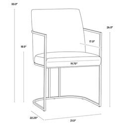 Aliyah Oyster Shell Upholstered Antique Brass Steel Dining Arm Chair|