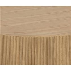 Palmerston Modern Natural Oak Brushed Gold Steel Round Drum Coffee Table|