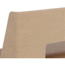 Luther Cognac Faux Leather Woven Rope Back Natural Oak Bench|