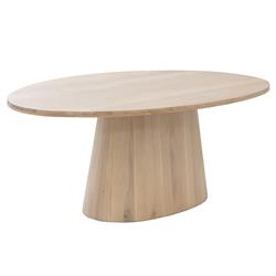 Gohan Rustic Lodge Light Brown Oak Wood Oval Pedestal Dining Table - 84"W|