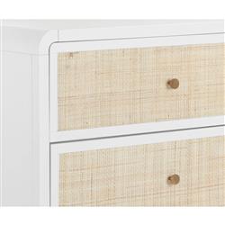 Brennan Coastal Beach Natural Woven Rattan White Oak Wood Double Dresser|