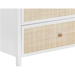 Brennan Coastal Beach Natural Woven Rattan White Oak Wood Double Dresser|