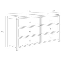 Brennan Coastal Beach Natural Woven Rattan White Oak Wood Double Dresser|
